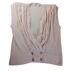 Yarn Works VTG Womens Lambswool Angora Vest S Drape Gold Button 90s Cottagecore
